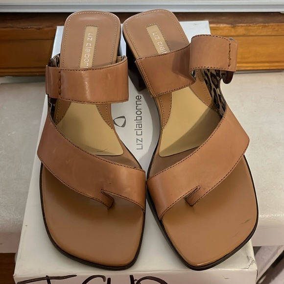 Liz Claiborne Shoes - Liz Claiborne Slip on Sandals  2 inch wooden heel Size 10